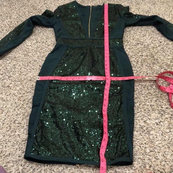 Herve Leger Sequin Bandage Dress Size Small Emerald Green - Picture 9 of 10
